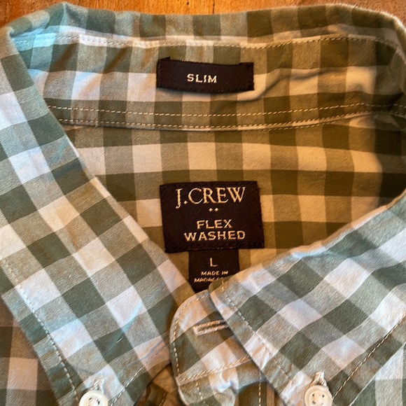 JCrew Slim Flex Gingham, blue and green.  Large. - Picture 2 of 2